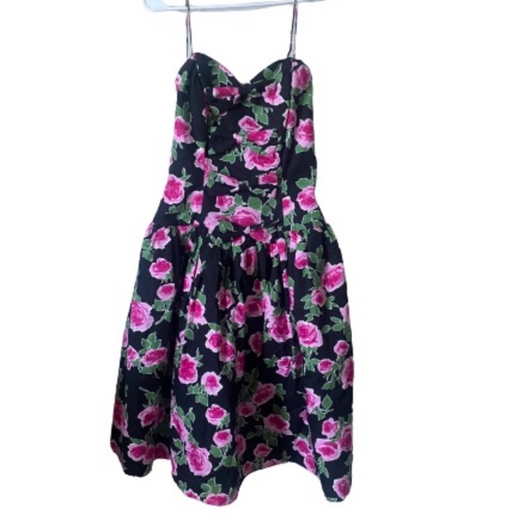 Beautiful vintage Floral pink black dress with tulle size 10 women’s - Picture 1 of 9